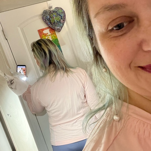 PALE PINK H BY HALSTON COTTON KNIT JERSEY COMFORTABLE JACKET M EUC TOO CUTE - Picture 8 of 11